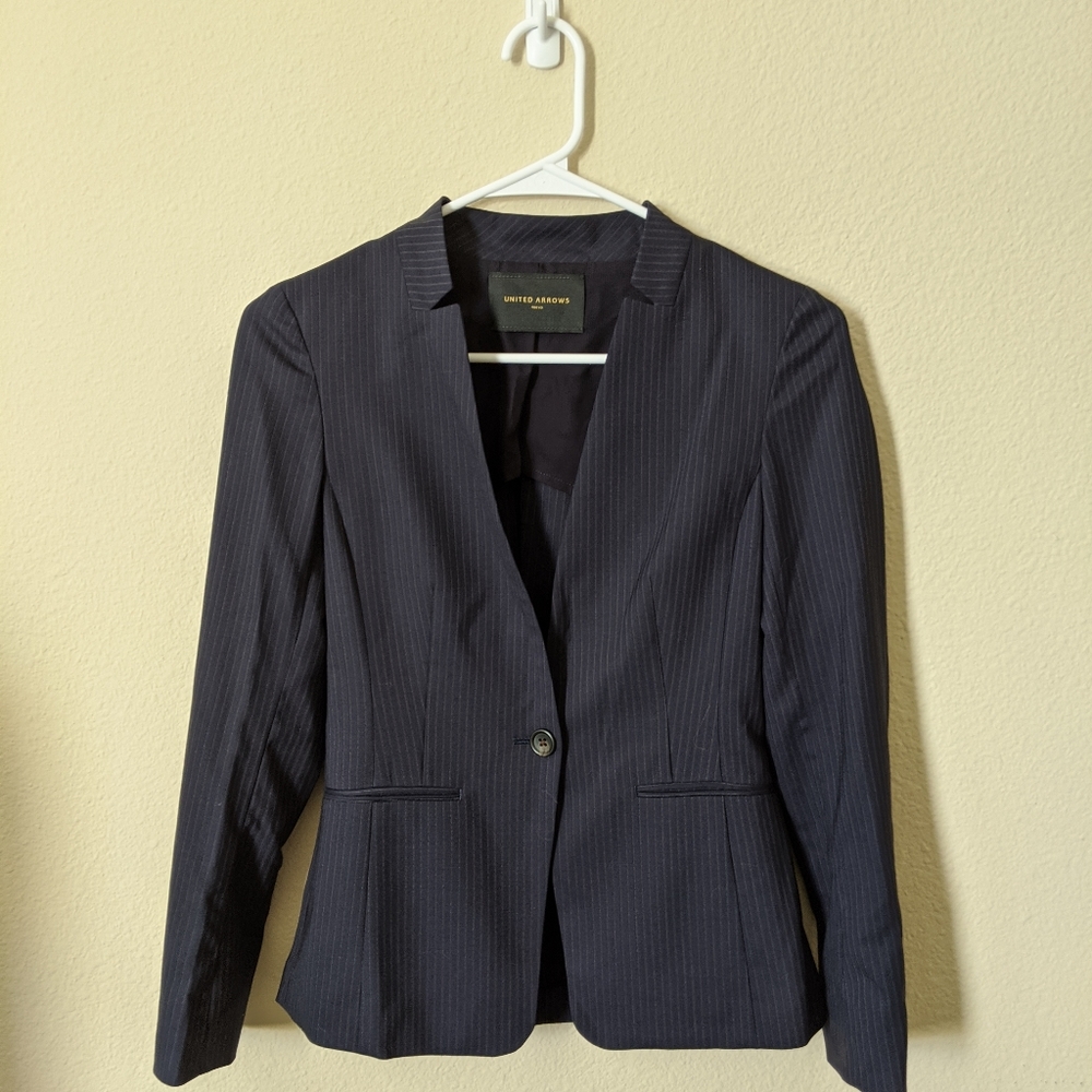 United Arrows Navy Wool Blazer